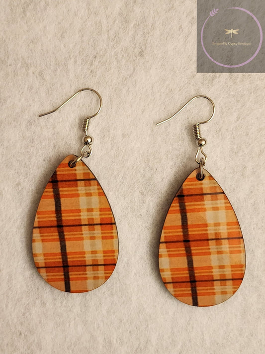 Orang and Brown Plaid