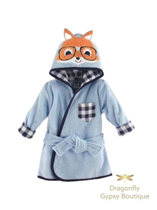 Hudson Baby Cotton Animal Face Bathrobe, Nerdy Fox