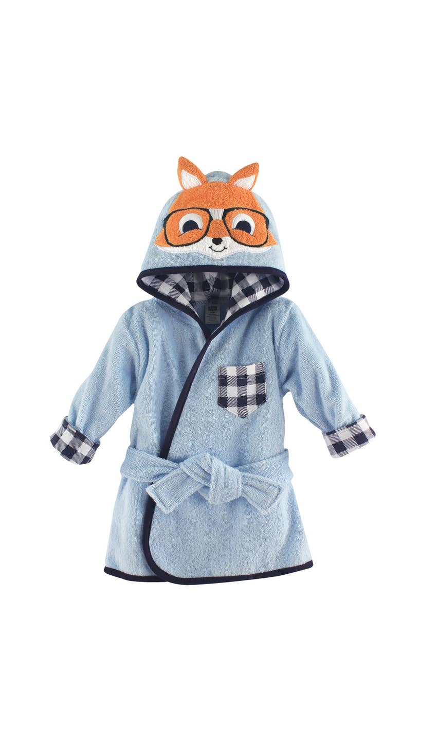 Hudson Baby Cotton Animal Face Bathrobe, Nerdy Fox